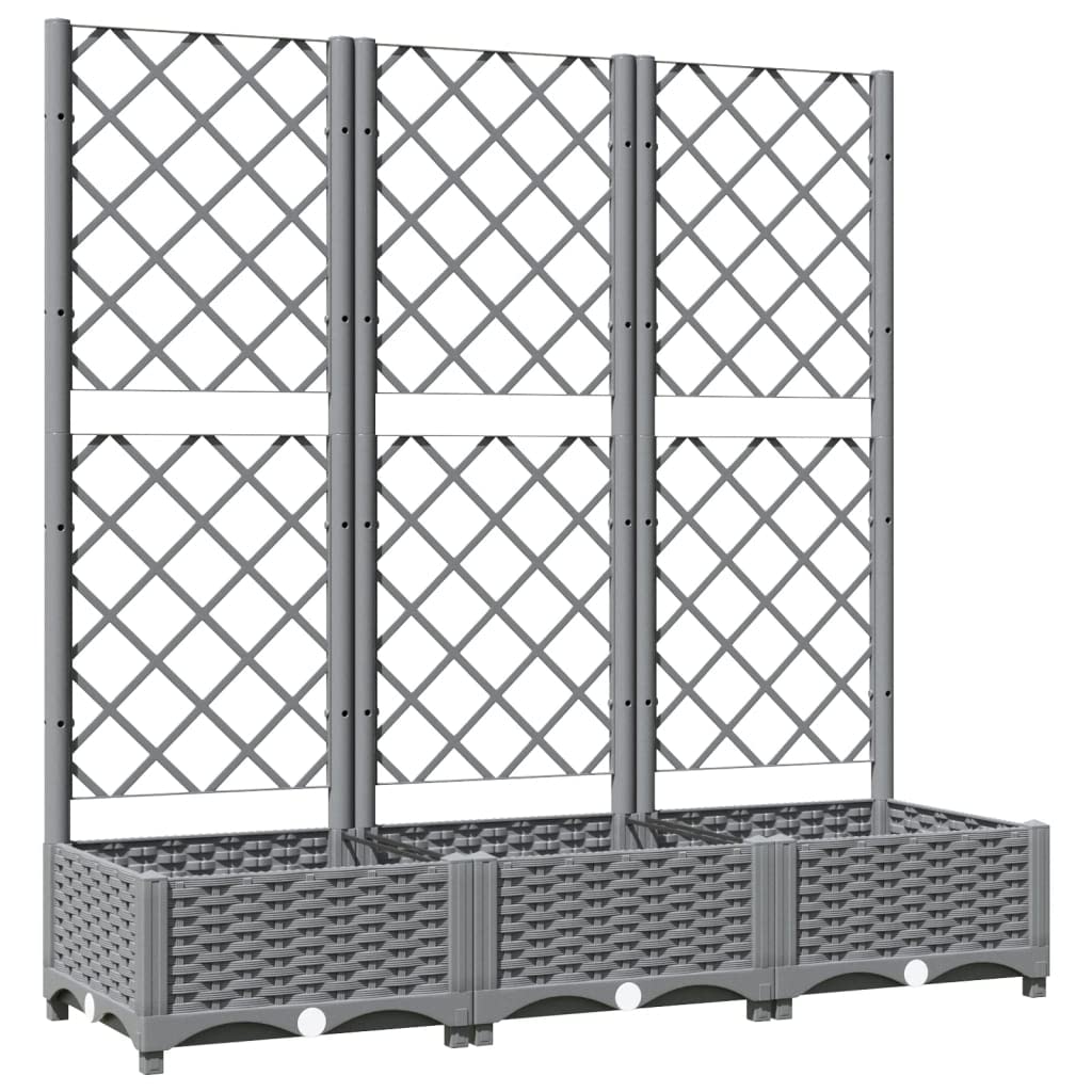 vidaXL Garden Planter with Trellis Light Gray 47.2x15.7"x47.8" PP"