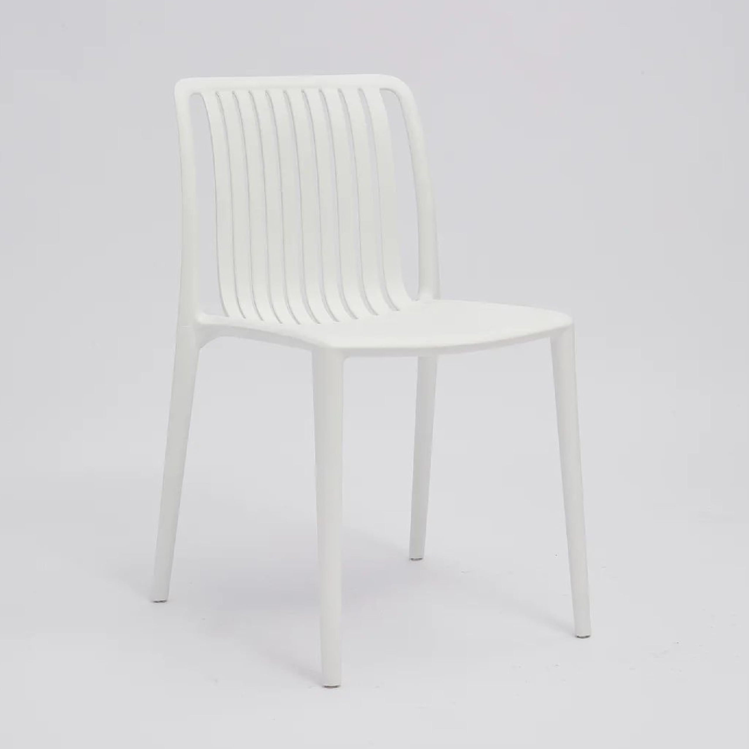 Womu Outdoor Side Chair Set of 4, White Finish, Open Slatted Backrest
