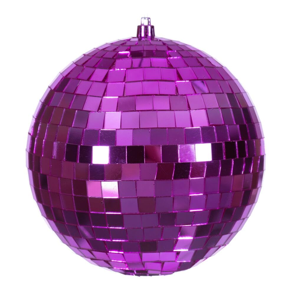 Casafoyer 6” Fuchsia Mirror Ball Ornament 4/Bag - (Pack Of 2)