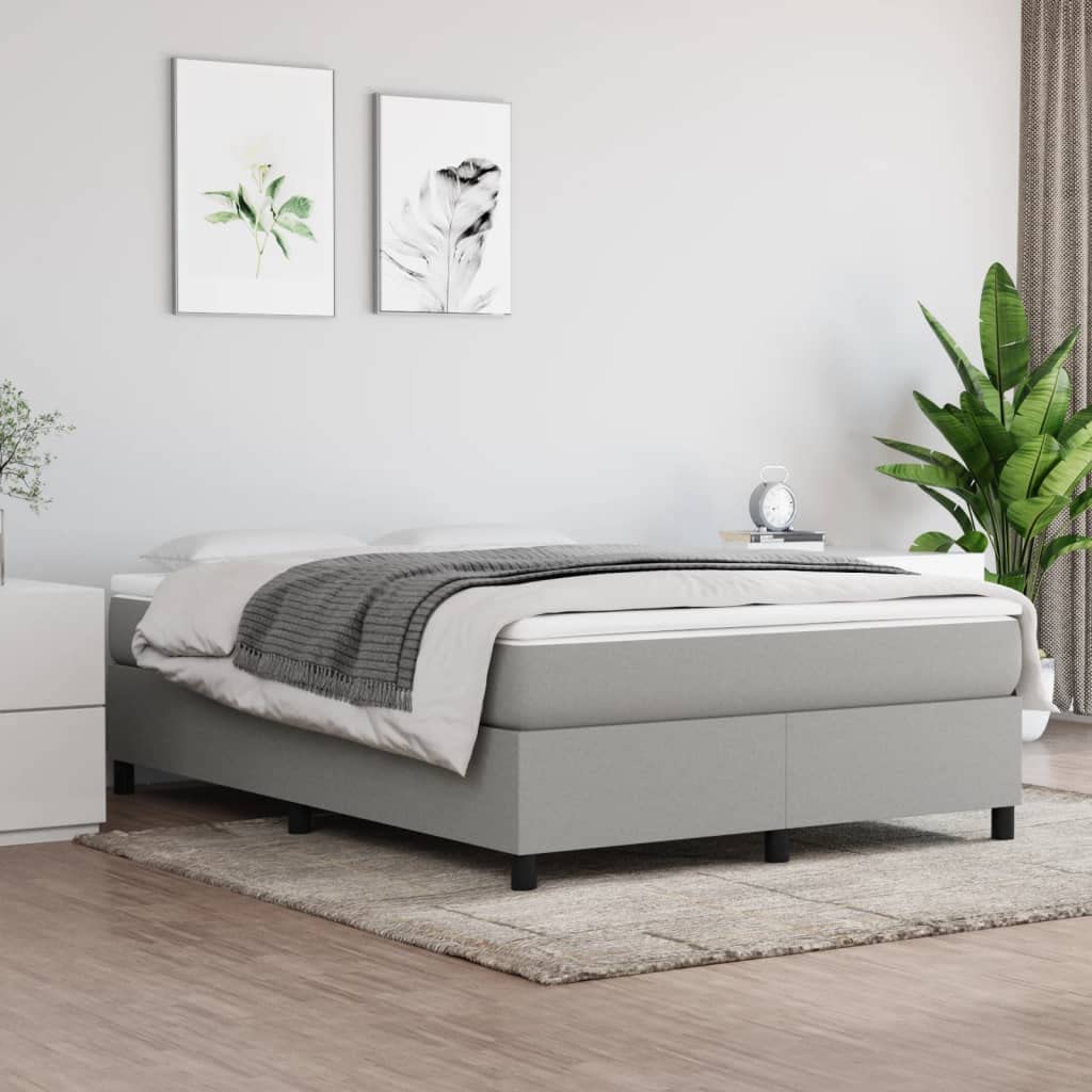 vidaXL Box Spring Bed Frame Light Gray 53.9x74.8??Full Fabric