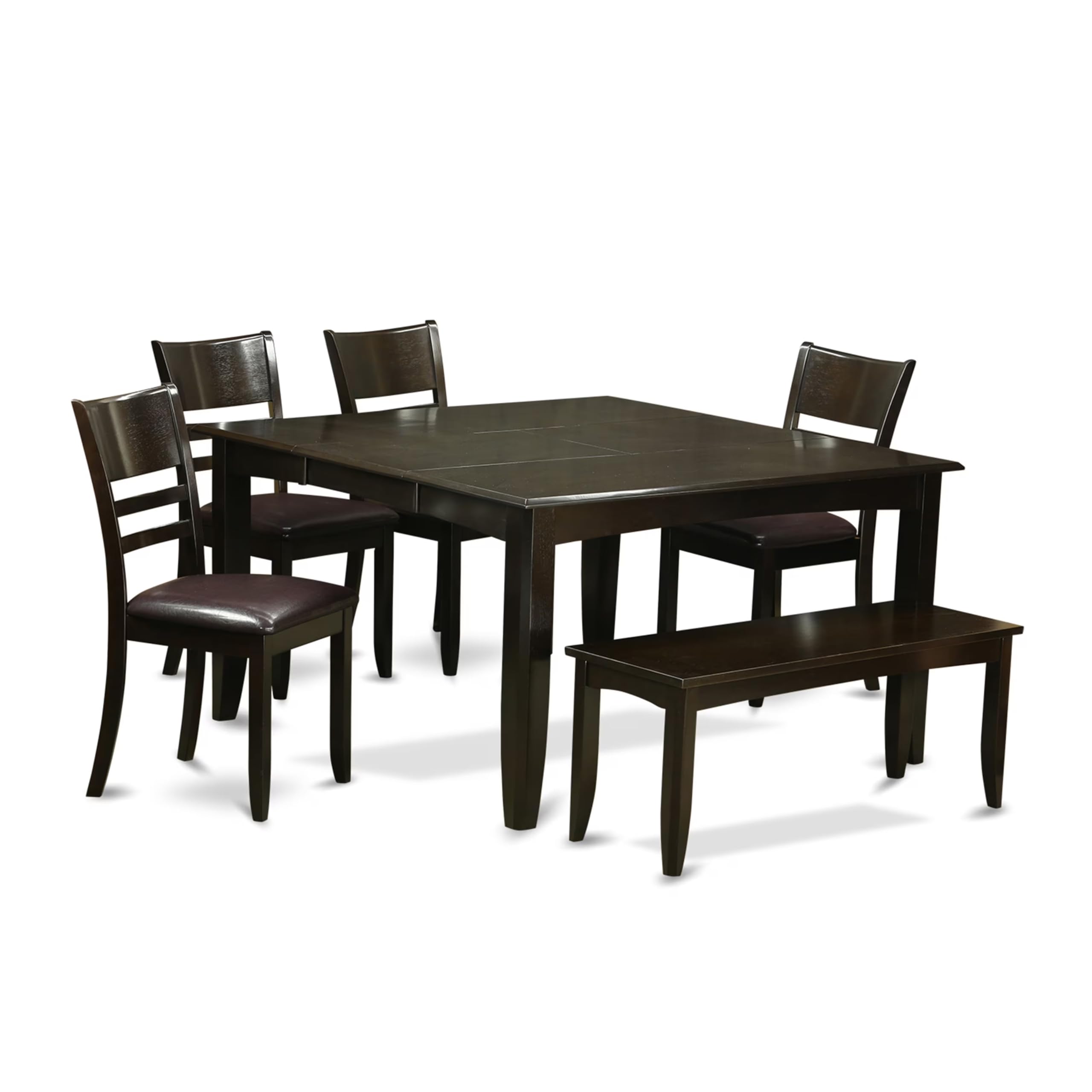 PFLY6-CAP-LC 6 Pc Dining set with bench-Dining Table with Leaf and 4 Dinette Chair Plus Bench.