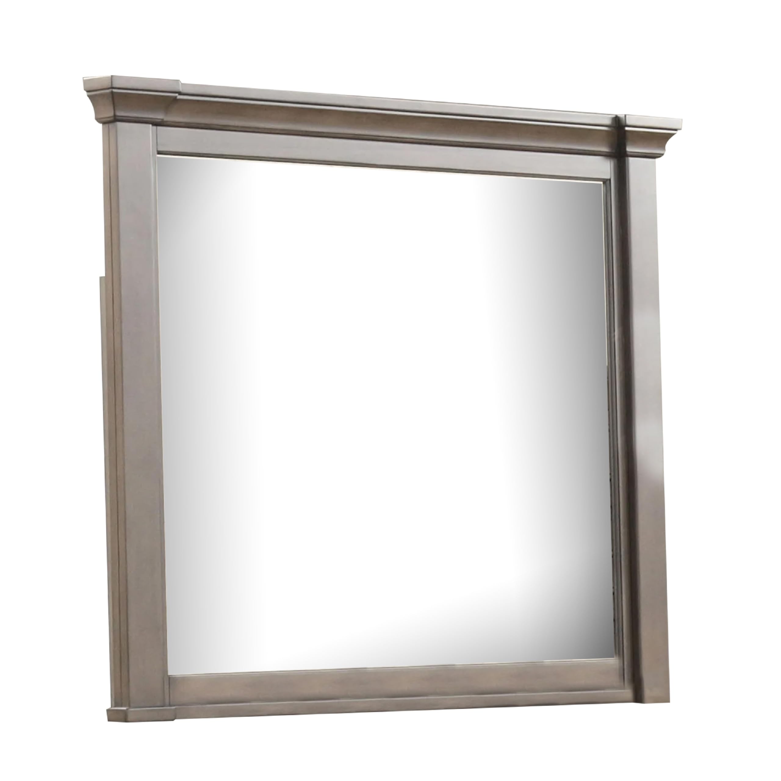 Huder Dresser Mirror, Beveled Glass, Dark Walnut Brown Wood, 39x46