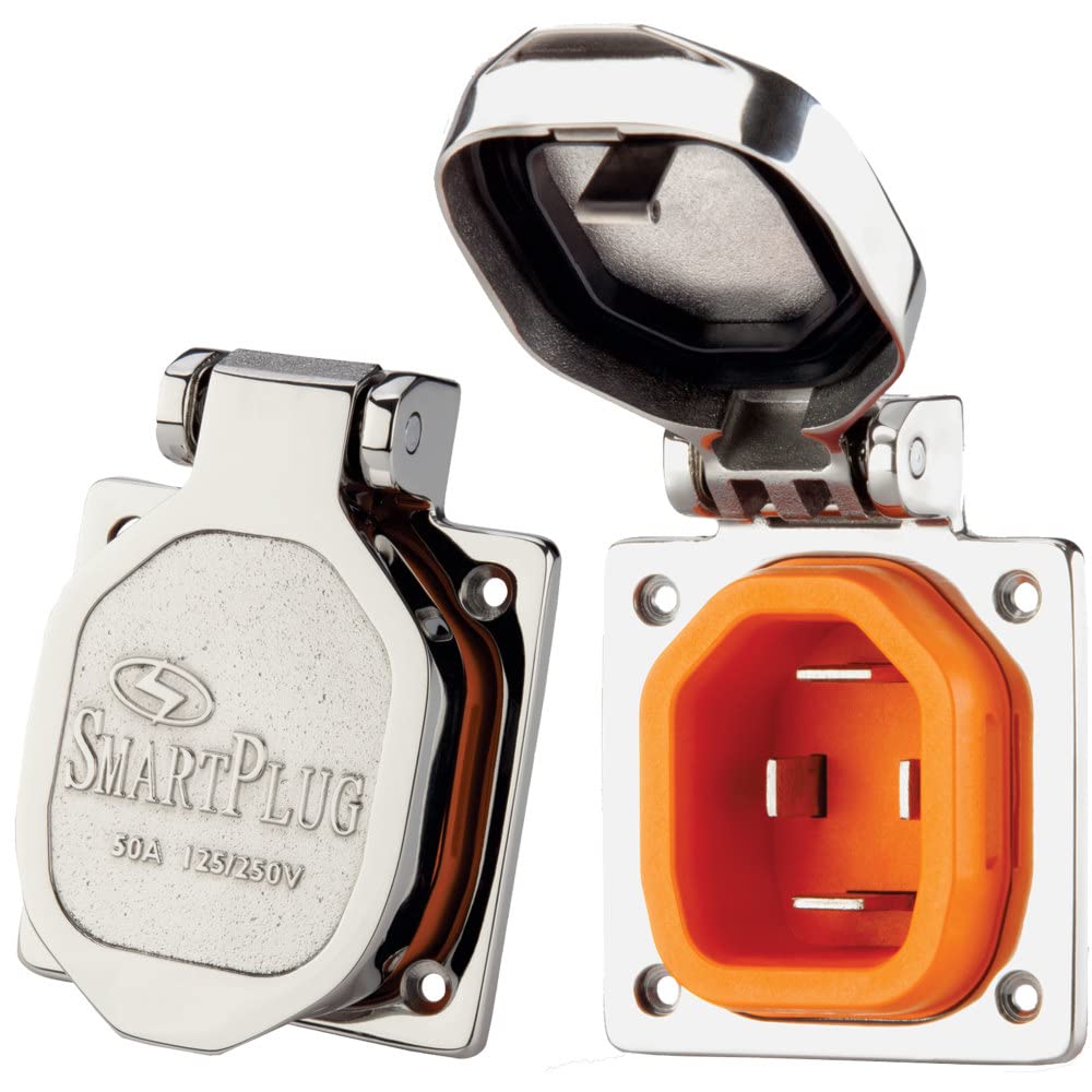 SMARTPLUG 50 AMP BOATSIDE INLET STAINLESS STEEL