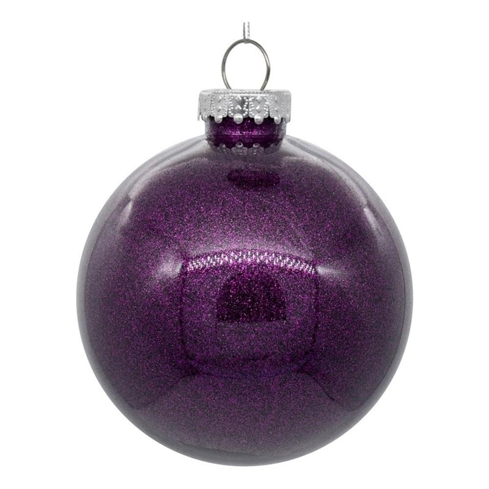 Casafoyer 6” Plum Glitter Clear Ball 4/bag - (Pack Of 2)