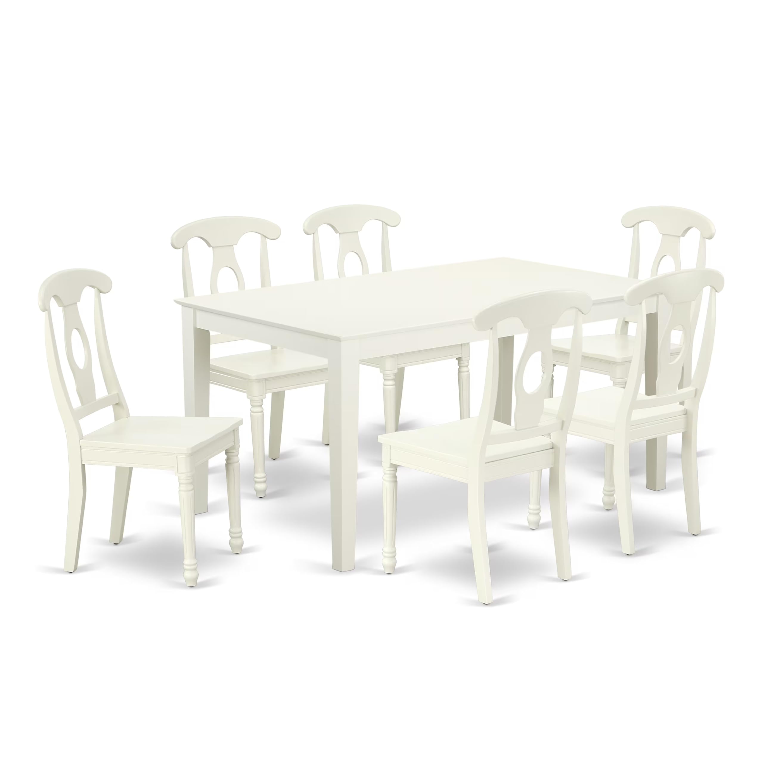 CAKE7-LWH-W 7PC Rectangular 60 inch Table and 6 Panel Back Chairs