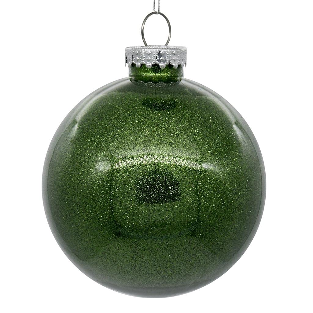 Casafoyer 6” Moss Green Glitter Clear Ball 4/bag - (Pack Of 2)