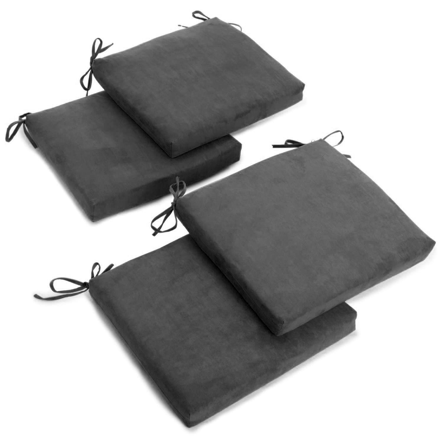 20-inch by 19-inch Solid Microsuede Chair Cushions (Set of 4) 93454-4CH-MS-GY