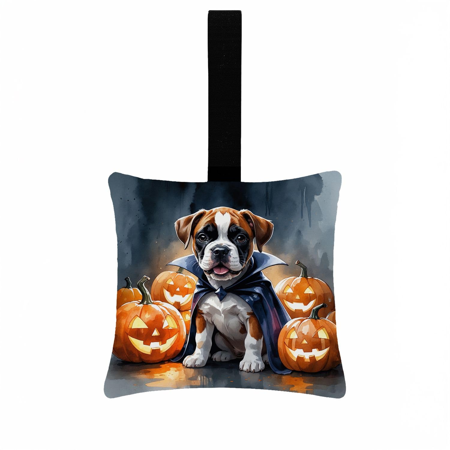 Carolines Treasures Boxer Puppy Halloween Mini Hanging Pillow Ornament 3.5  3.5 Decorative Door-Knob & Tree Hanger, Soft Fabric Cushion