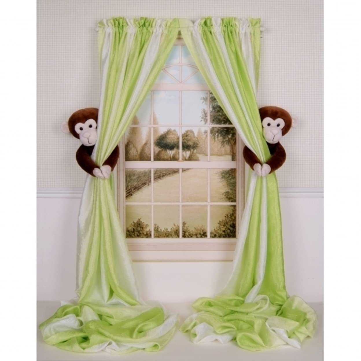 Set of 2 Baby Nursery Jungle Safari Zoo Monkey Curtain Tiebacks