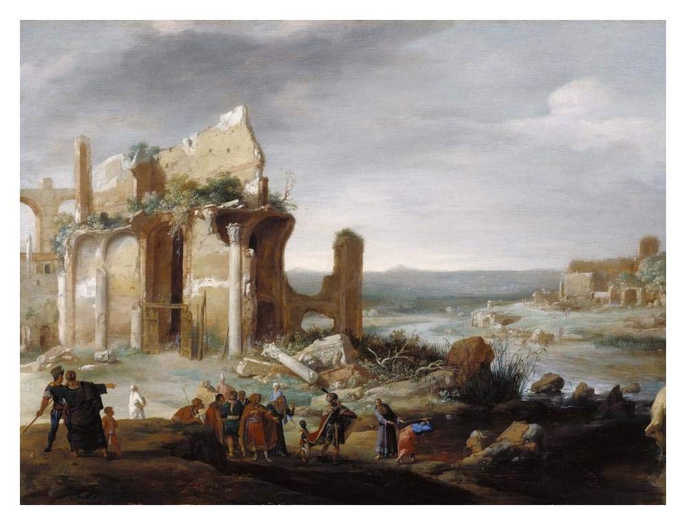Moses and Aaron Changing the Rivers of Egypt to Blood-Paper Art-18x14”