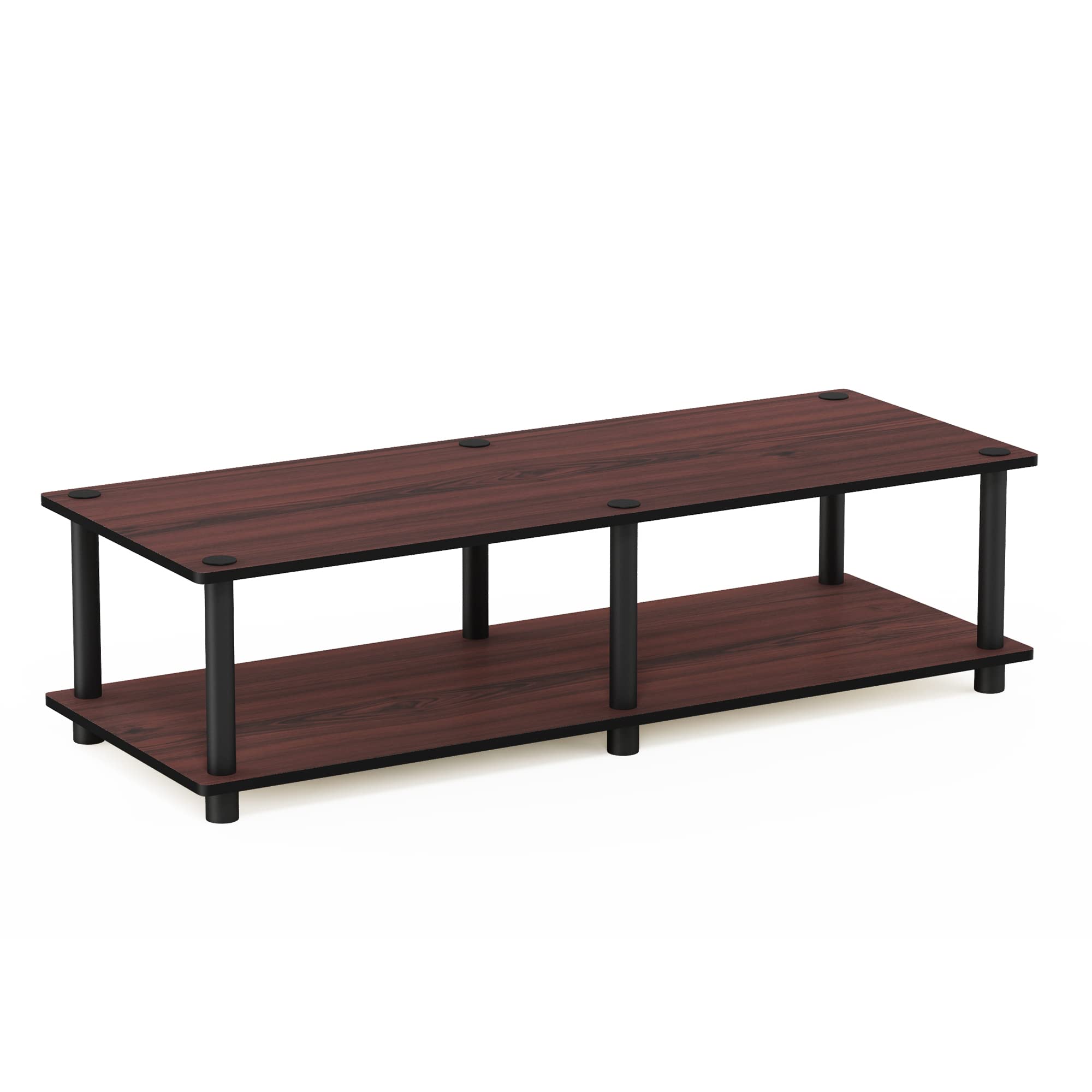 Furinno 11175DC(BK)/BK Just No Tools Wide TV Stand, Dark Cherry w/Black Tube