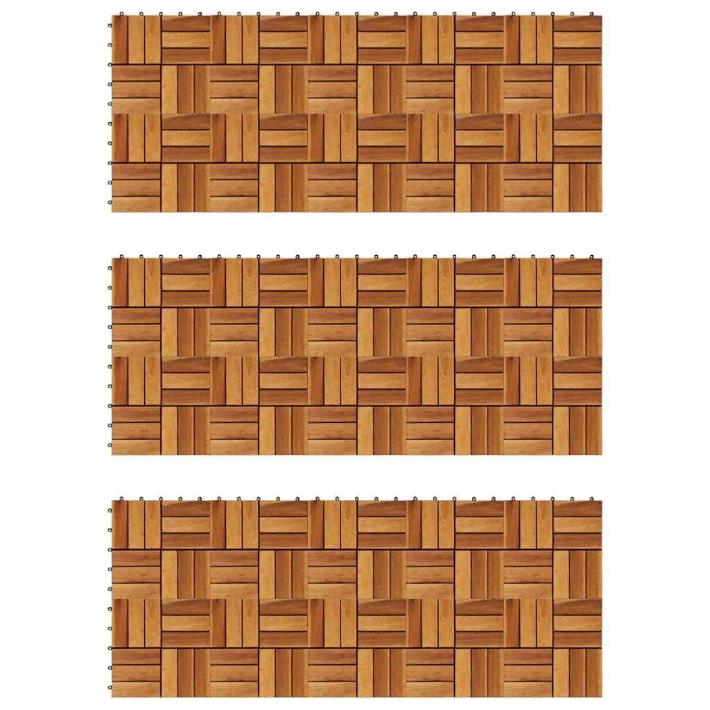 'Vidaxl Decking Tiles - Weather-Resistant Acacia Wood For Indoor Or Outdoor Use - Interlocking, Non-Skid, Easy Assembly, Set Of 30 - Brown