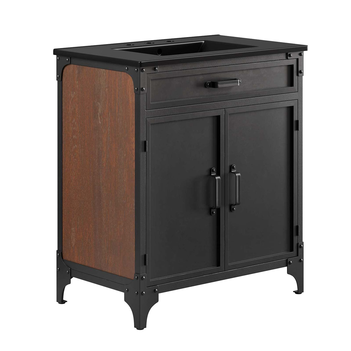 Modway Eei-6416-Blk-Blk Steamforge 30' Bathroom Vanity, Black Black