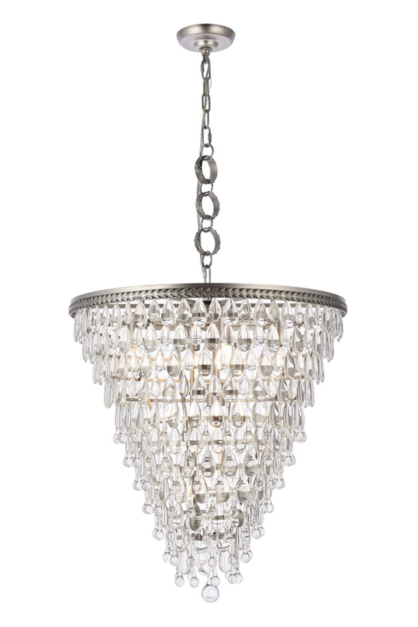 Elegant Lighting 1219D24As/Rc Nordic Collection Pendant Lamp D24' H26' 7-Light, Clear