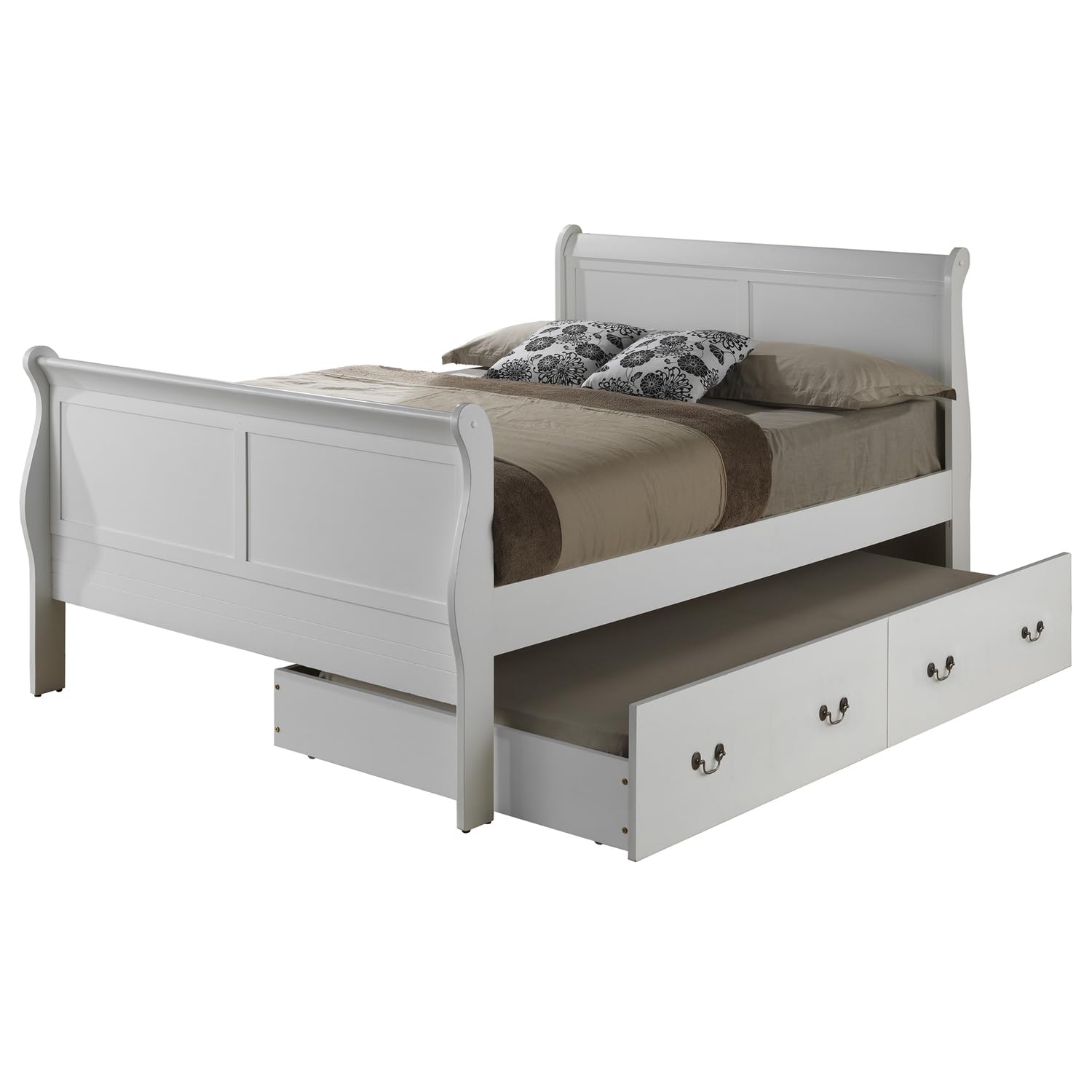 Louis Phillipe White Full Trundle Bed
