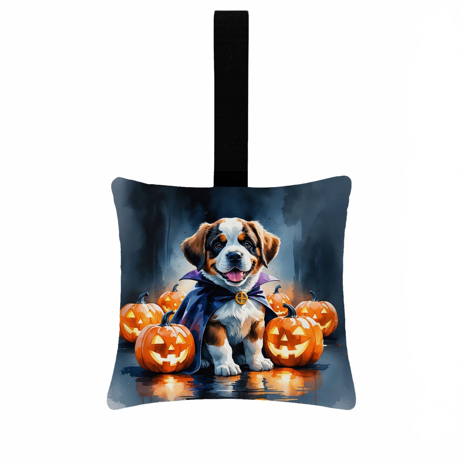 Carolines Treasures Saint Bernard Puppy Halloween Mini Hanging Pillow Ornament 3.5  3.5 Decorative Door-Knob & Tree Hanger, Soft Fabric Cushion