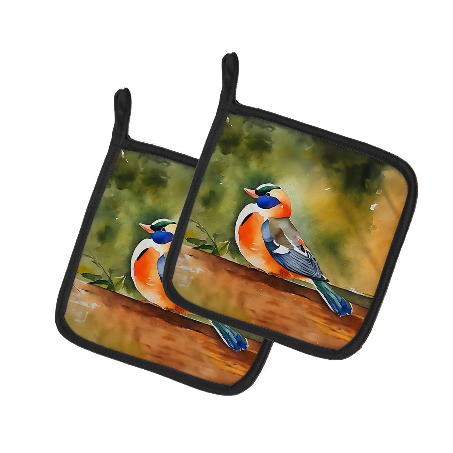 Mandarin Duck Pair of Pot Holders