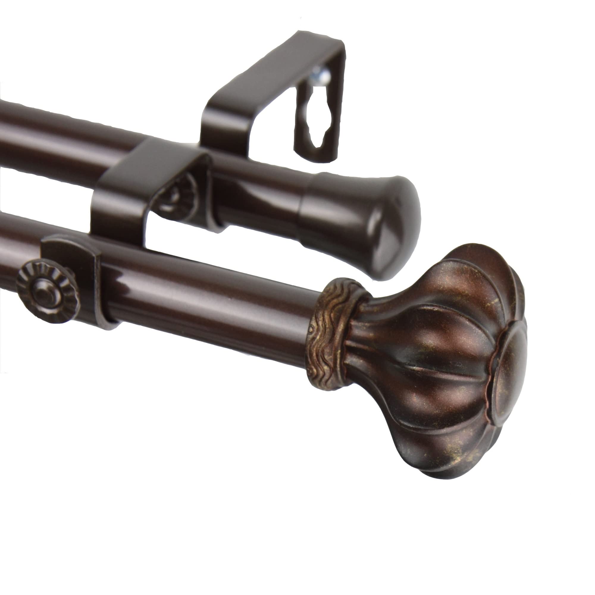 Gusto Double Curtain Rod 3/4 inch dia. 28-48 - Cocoa