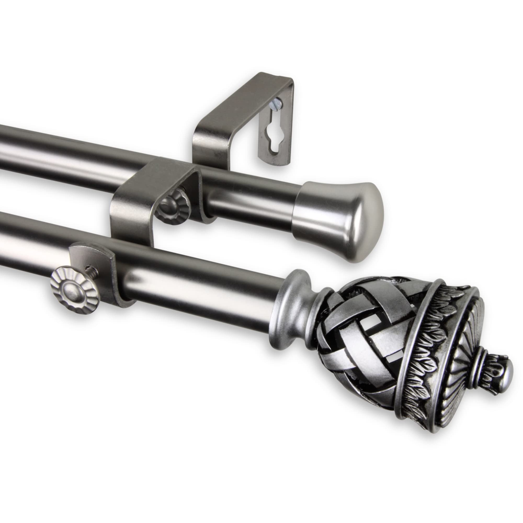 Araceli Double Curtain Rod 3/4 inch dia. 48-84 - Satin Nickel