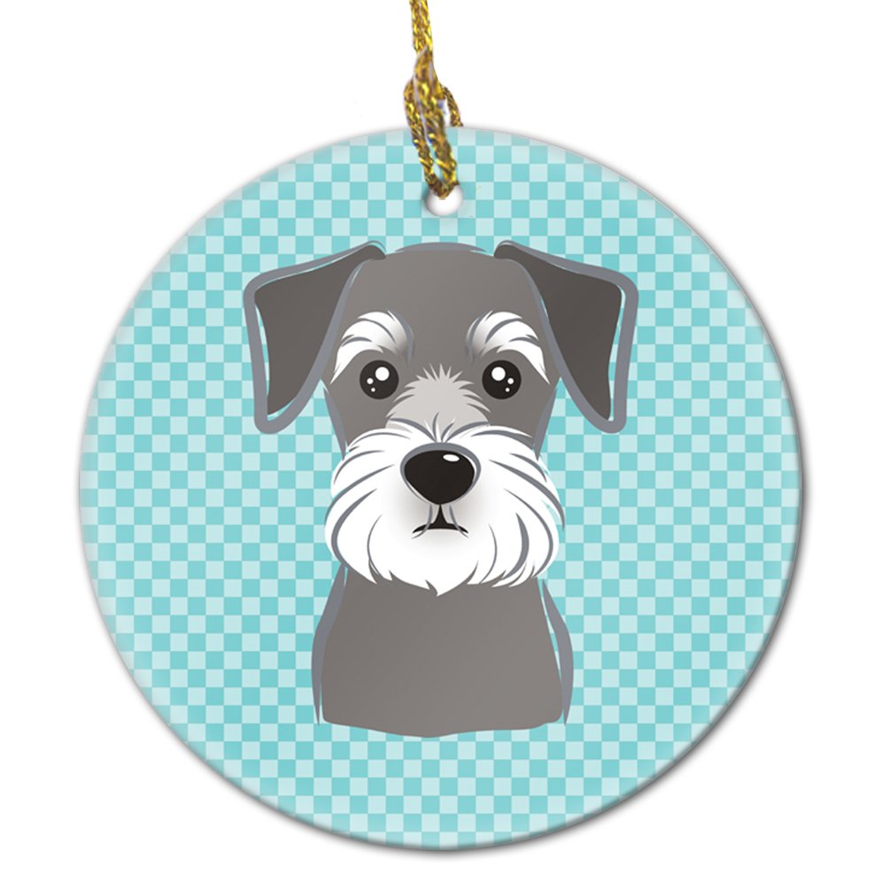 Checkerboard Blue Schnauzer Ceramic Ornament BB1144CO1
