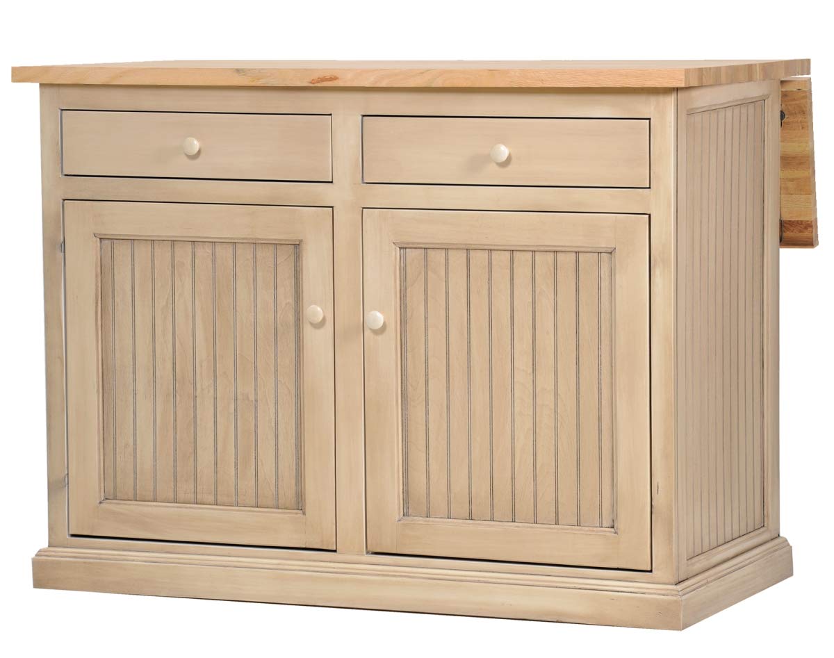 Poplar Kitchen Island with Flip-up Top in Aquamarine with Oak Top