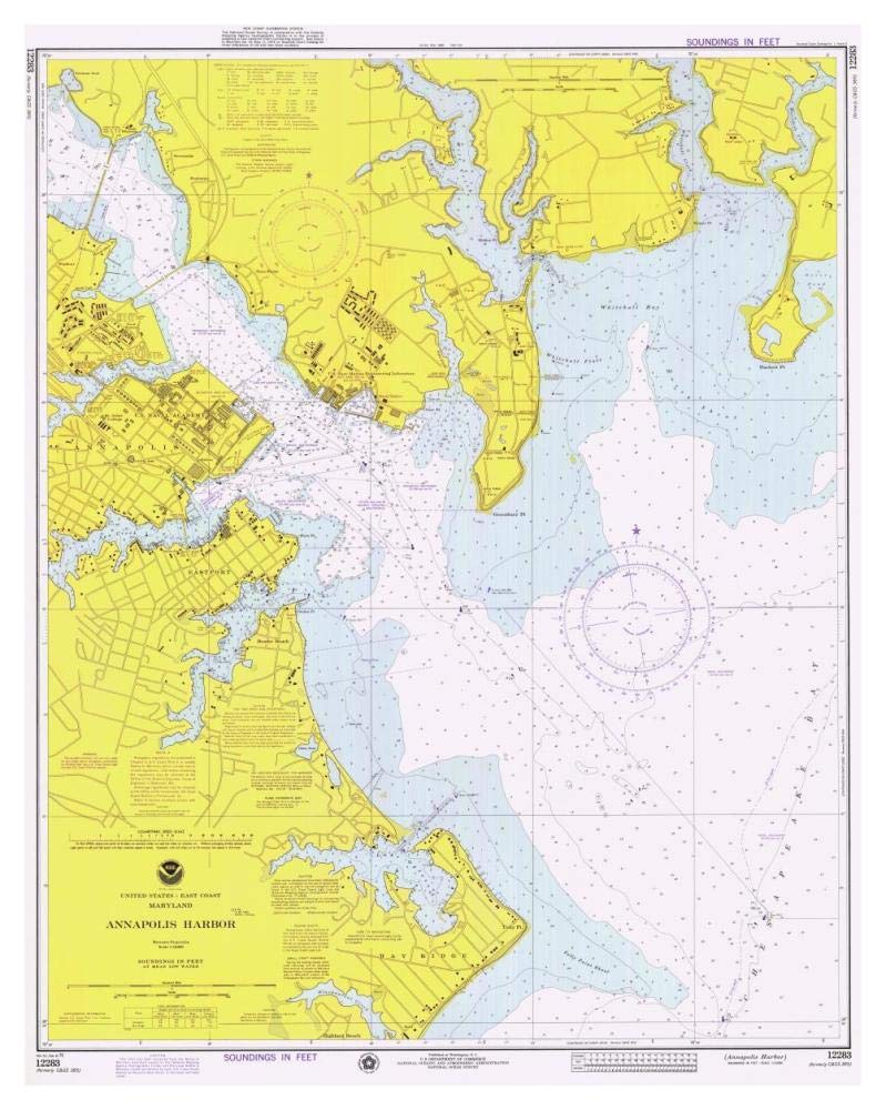 Nautical Chart - Annapolis Harbor ca. 1975-Paper Art-37x46”