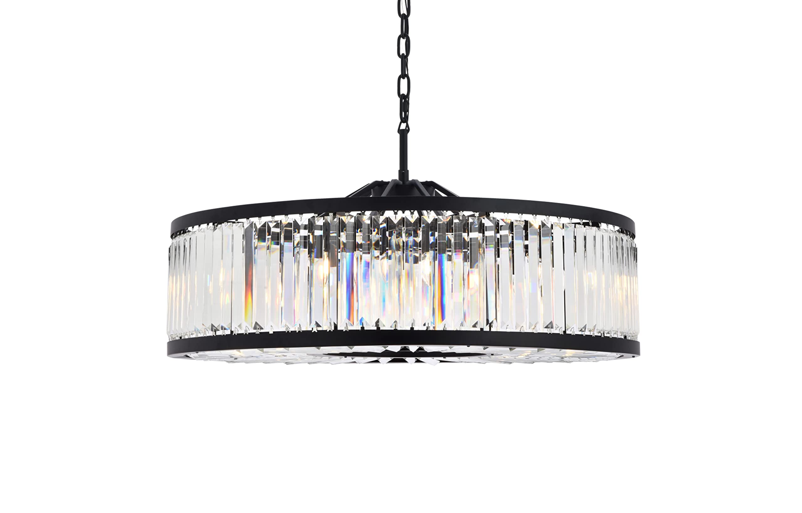 Elegant Lighting 1233 Chelsea Collection Chandelier 43.5'X15.5' Royal Cut Crystals 10 Light, Matte Black Finish