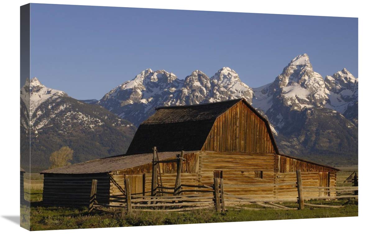 Cunningham Cabin in front of Grand Teton Range, Wyoming-Canvas Art-30x20”