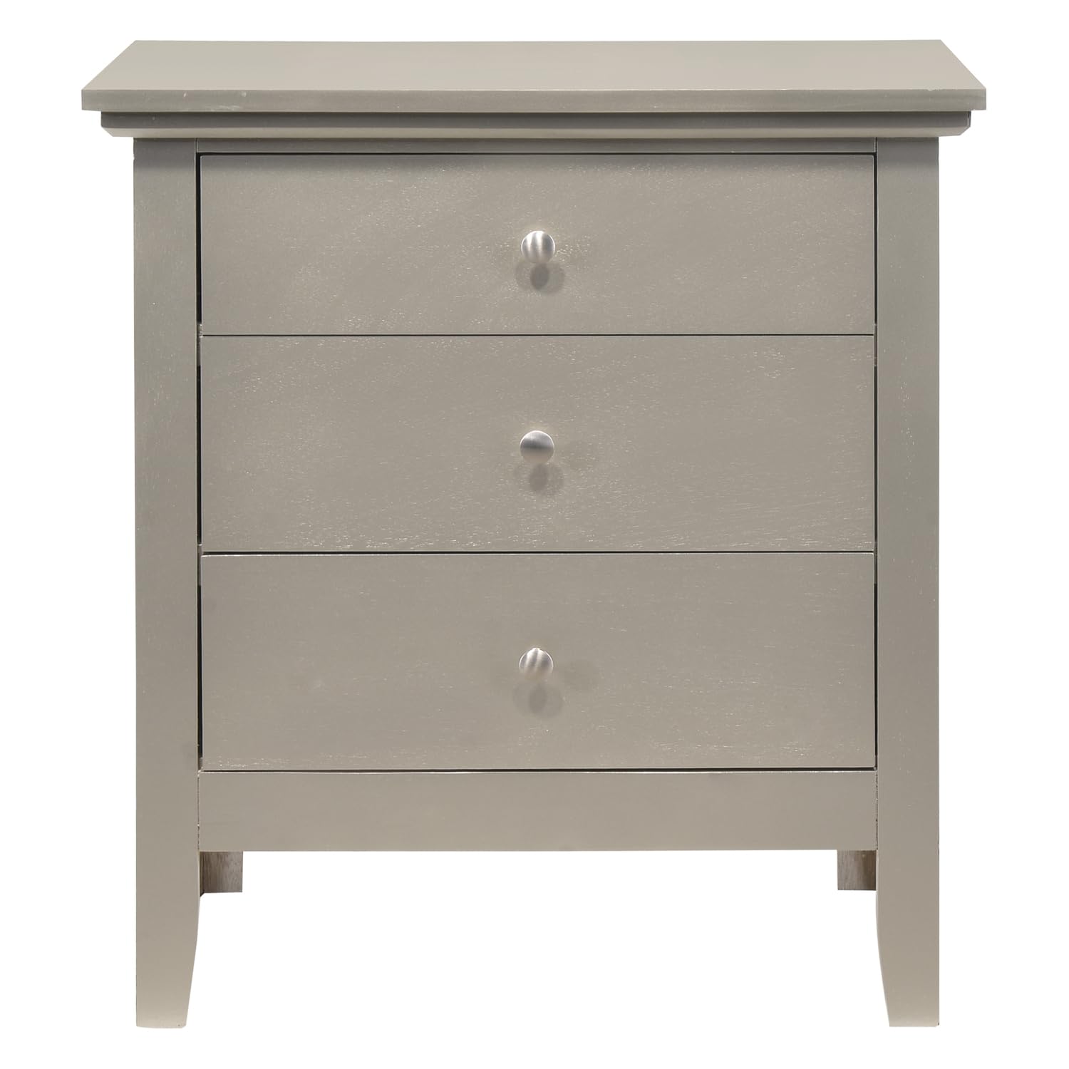 Hammond 3-Drawer Silver Champagne Nightstand (26 in. H x 18 in. W x 24 in. D)