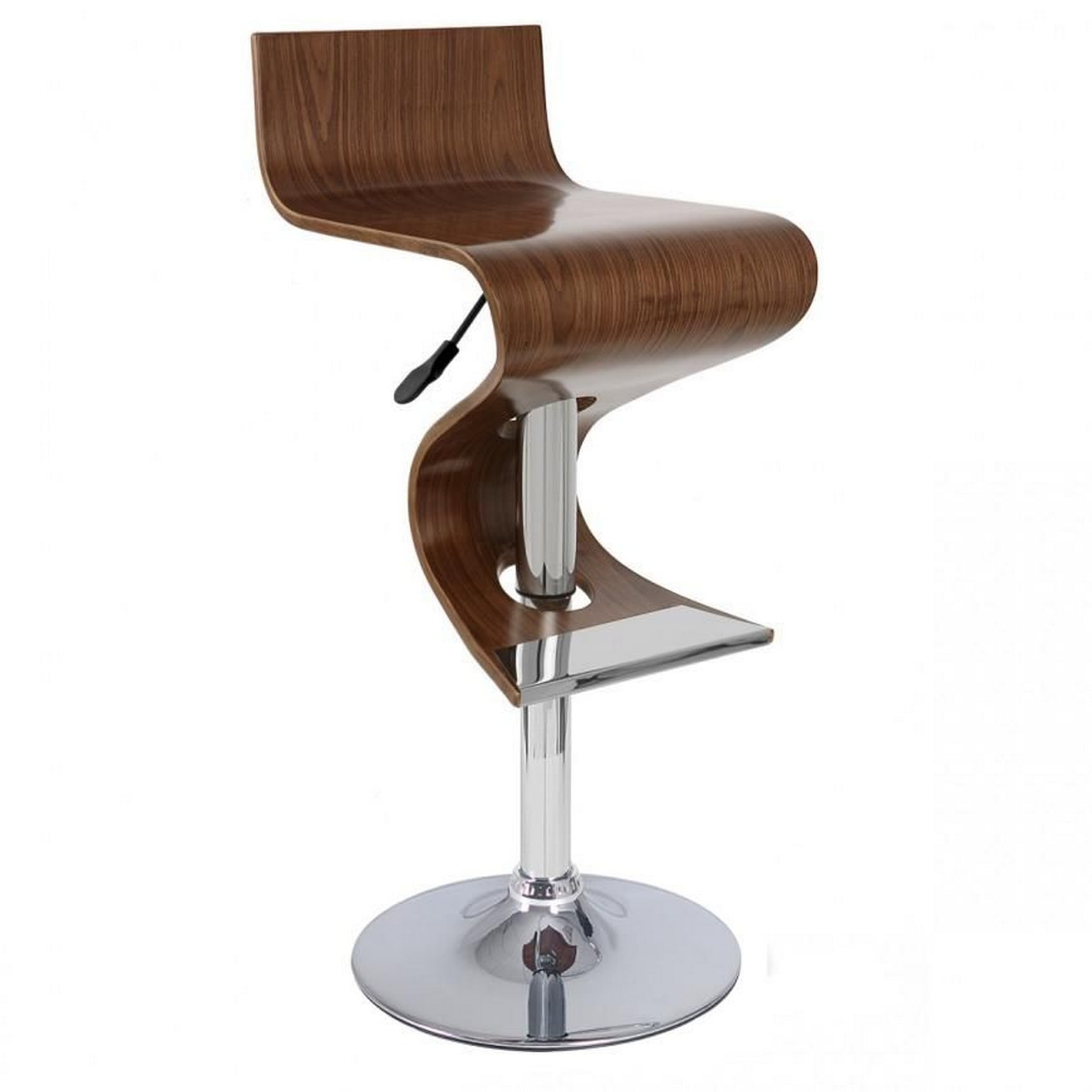 Cruze 22-30 Inch Adjustable Swivel Counter Stool, Wave Curves, Walnut Brown