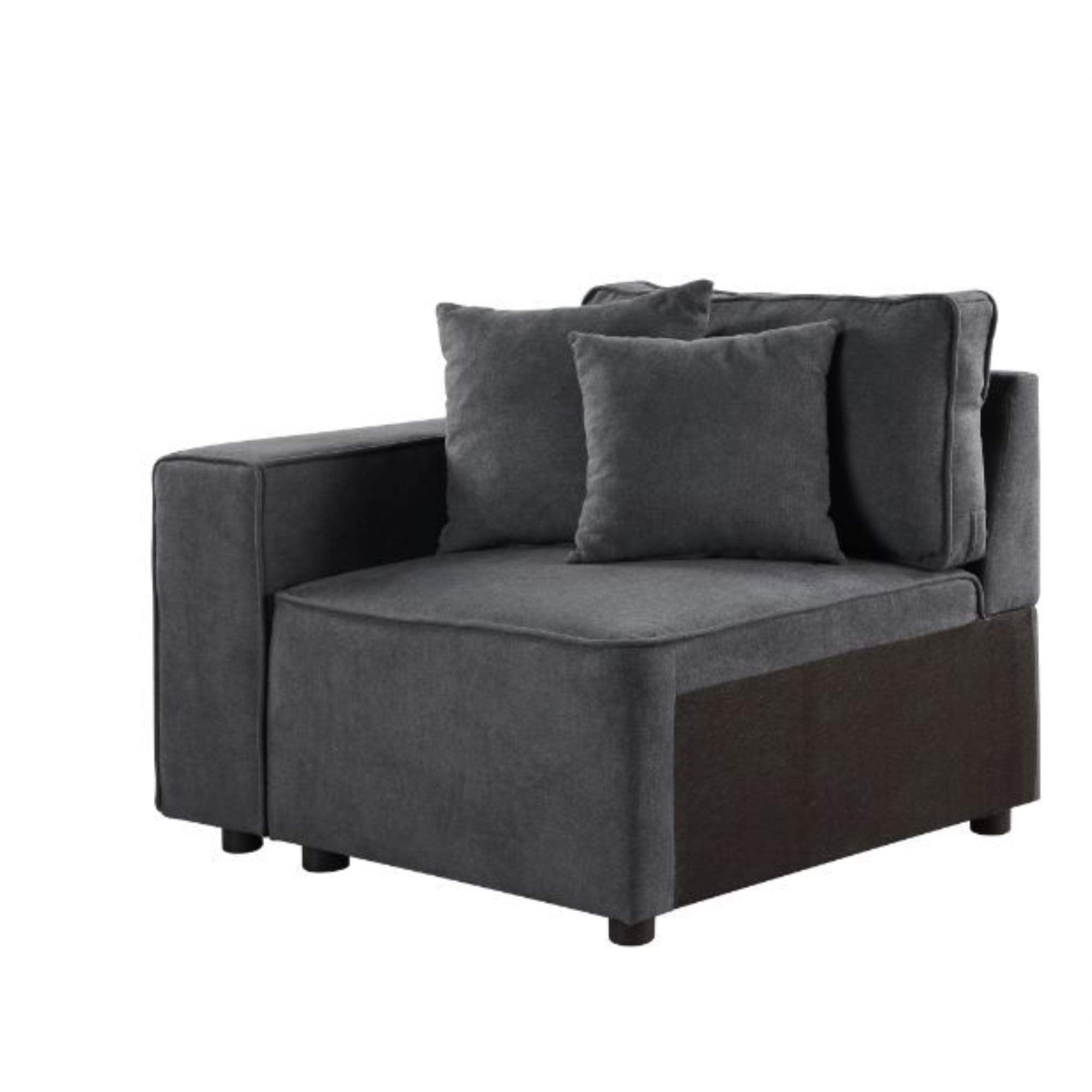 Casafoyer Silvester Modular Left Facing Chair with 2 Pillows in Gray Fabric