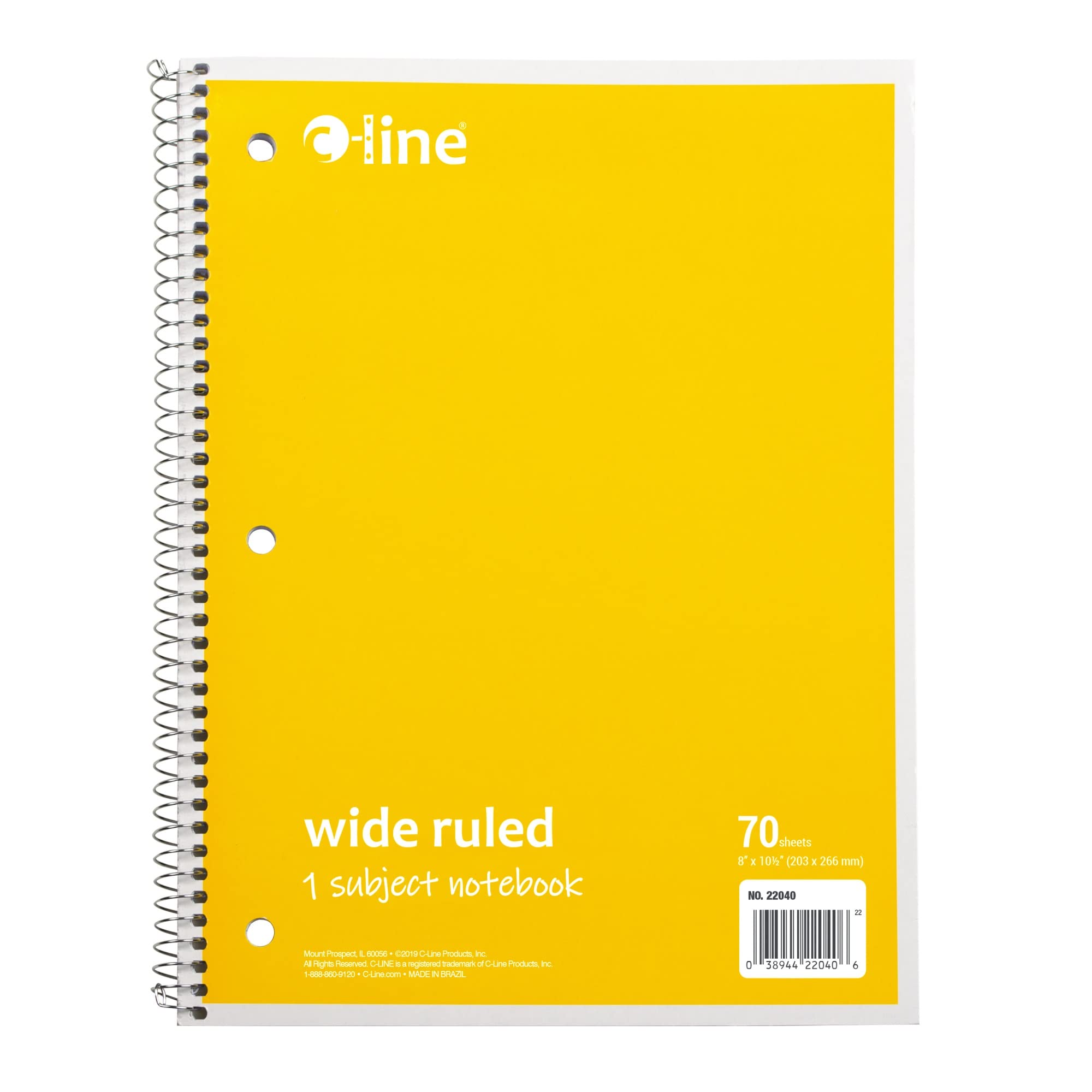 Casafoyer Spiral-Bound 1-Subject Notebook, Wide Ruled, Yellow, Case of 48 ( Pack of 2 )