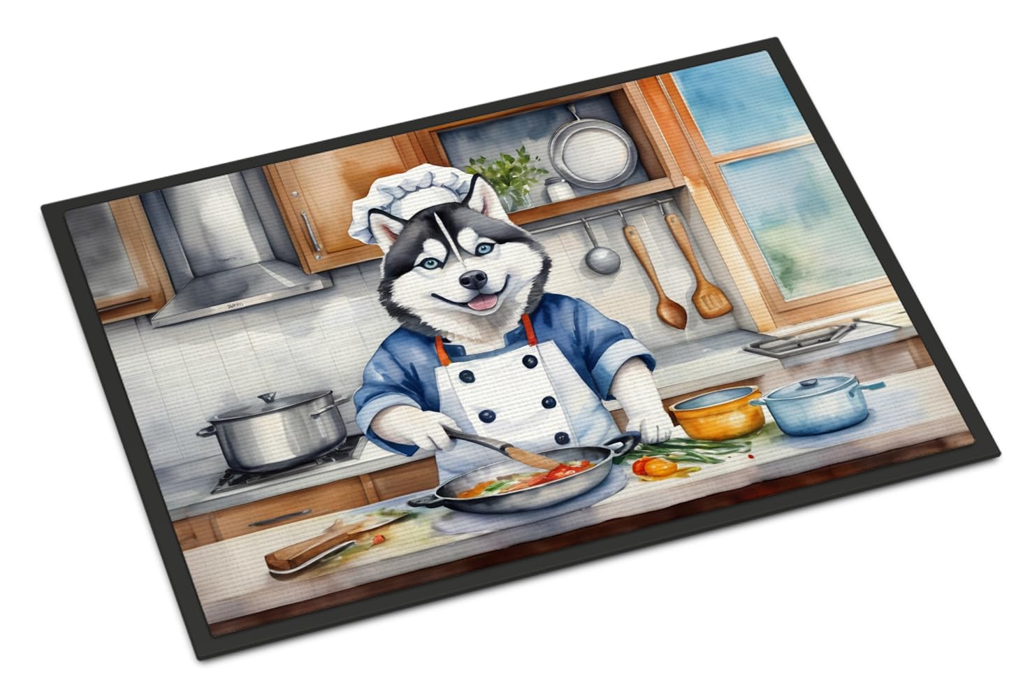 Carolines Treasures DAC6328MAT Siberian Husky The Chef Doormat Front Door Mat Indoor Outdoor Rugs for Entryway, Non Slip Washable Low Pile, 18H X 27W