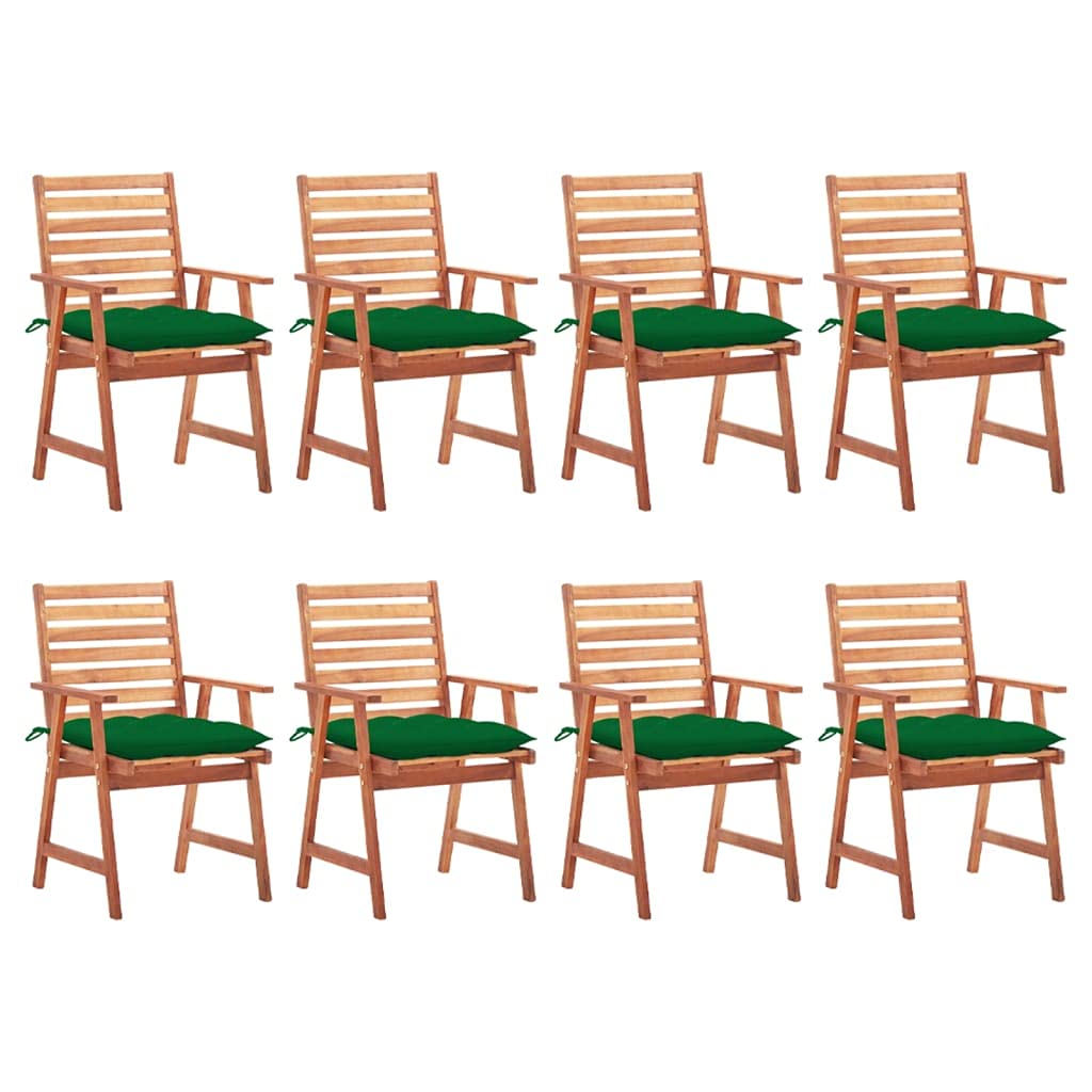 vidaXL Patio Dining Chairs 8 pcs with Cushions Solid Acacia Wood, 3078394