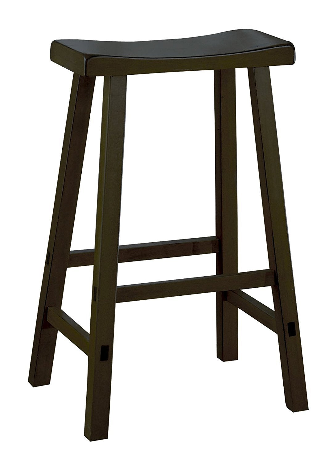 Benzara Wooden 29 Counter Height Stool With Saddle Seat, Black, Set Of 2