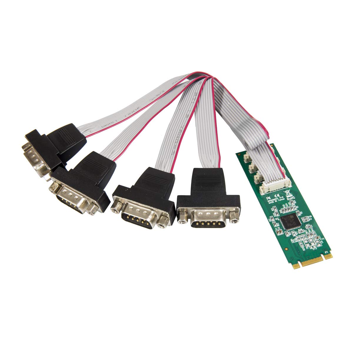 4 Port RS-232 DB9 Serial M.2 B+M Key Controller Card