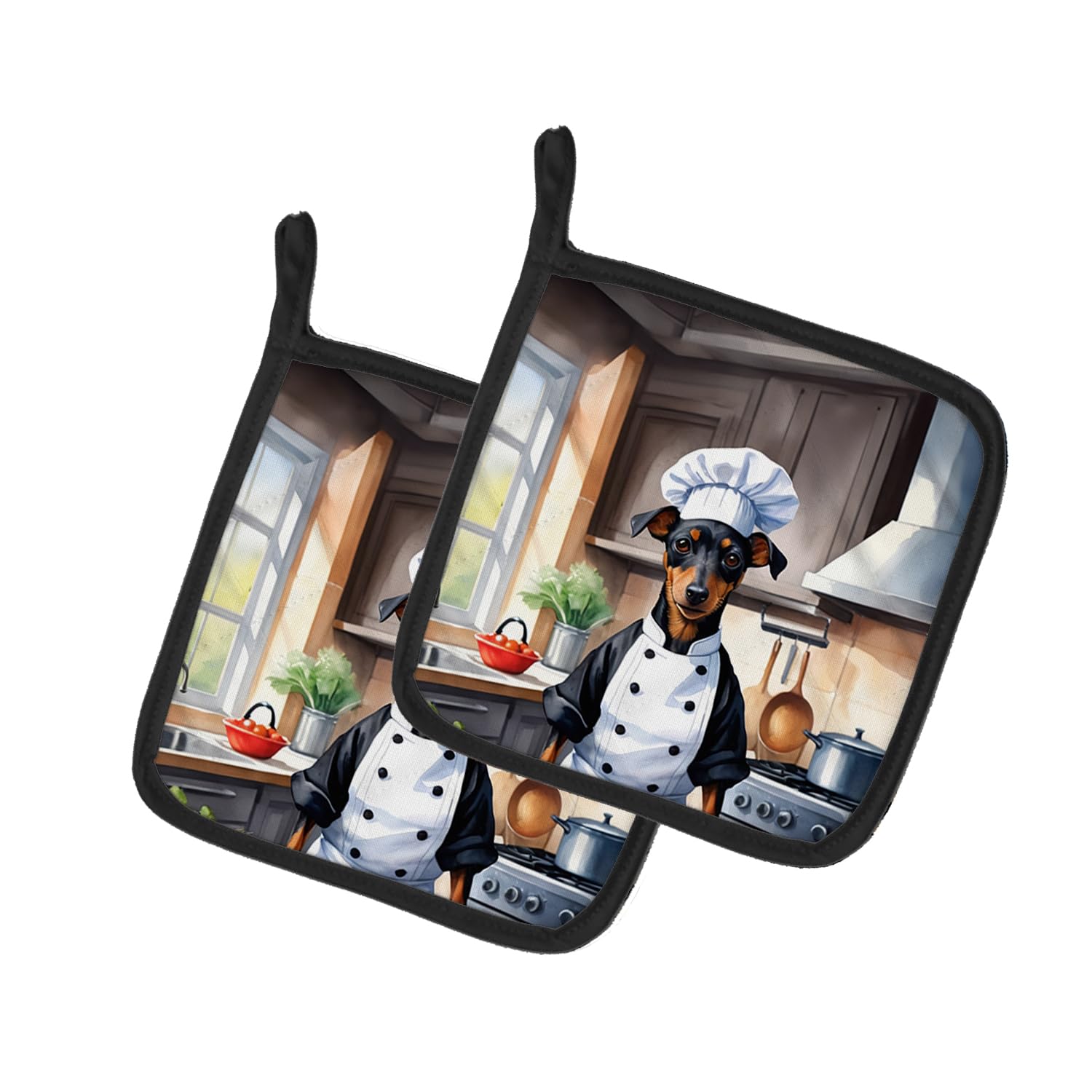 Manchester Terrier The Chef Pair of Pot Holders
