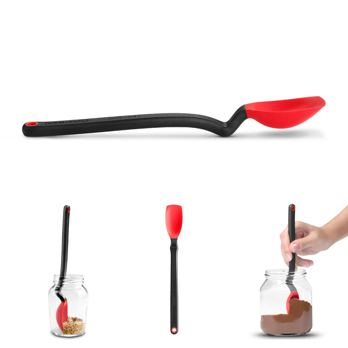 Dreamfarm Mini Supoon  Non-Stick Silicone Sit Up Scraping & Cooking Spoon With Measuring Lines  Red