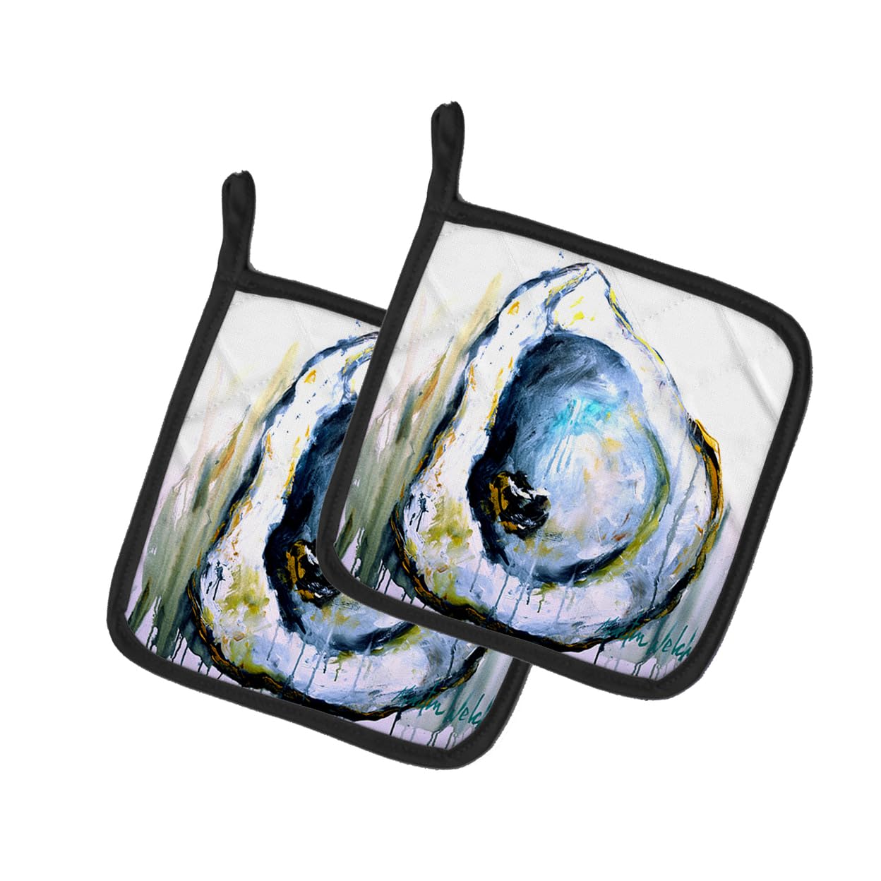 Aqua Sand Oyster Pair of Pot Holders