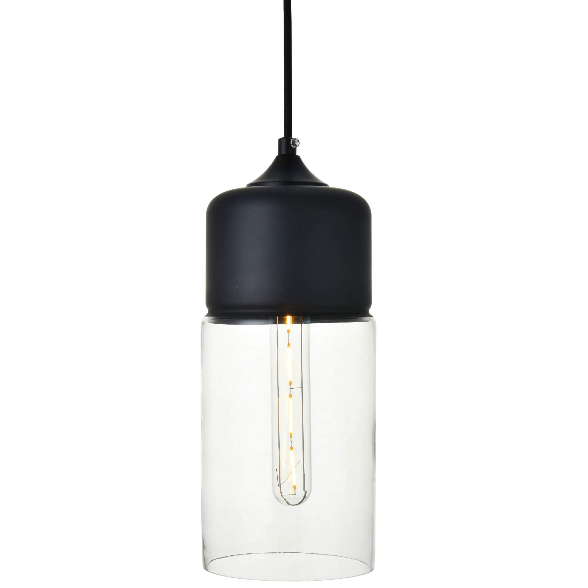 Ashwell 1 Light Black Pendant With Clear Glass
