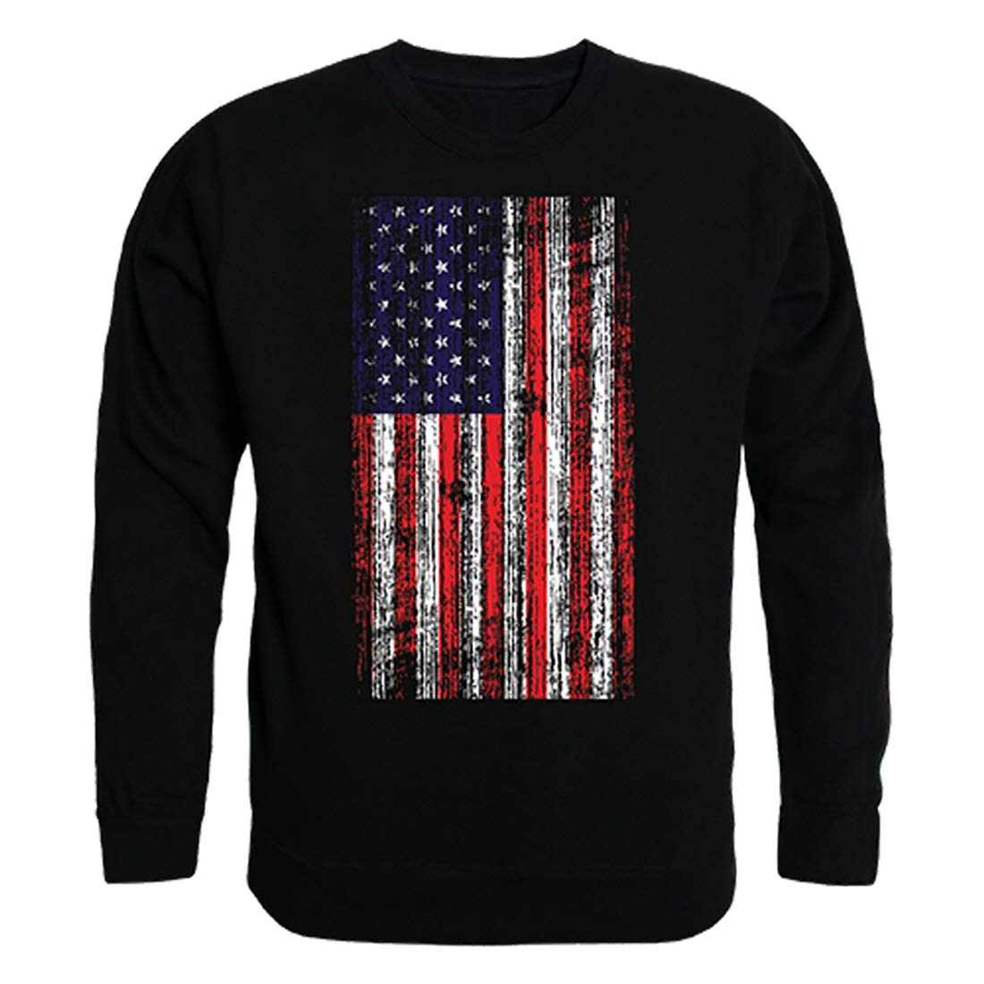 GraphicCrewneck,Distressed Flag, Black, S