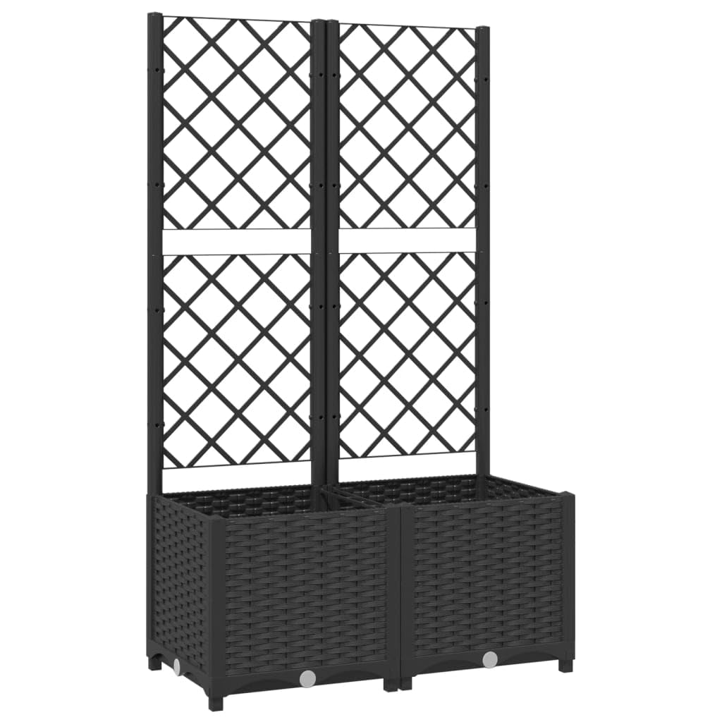 vidaXL Garden Planter with Trellis Black 31.5x15.7"x53.5" PP"