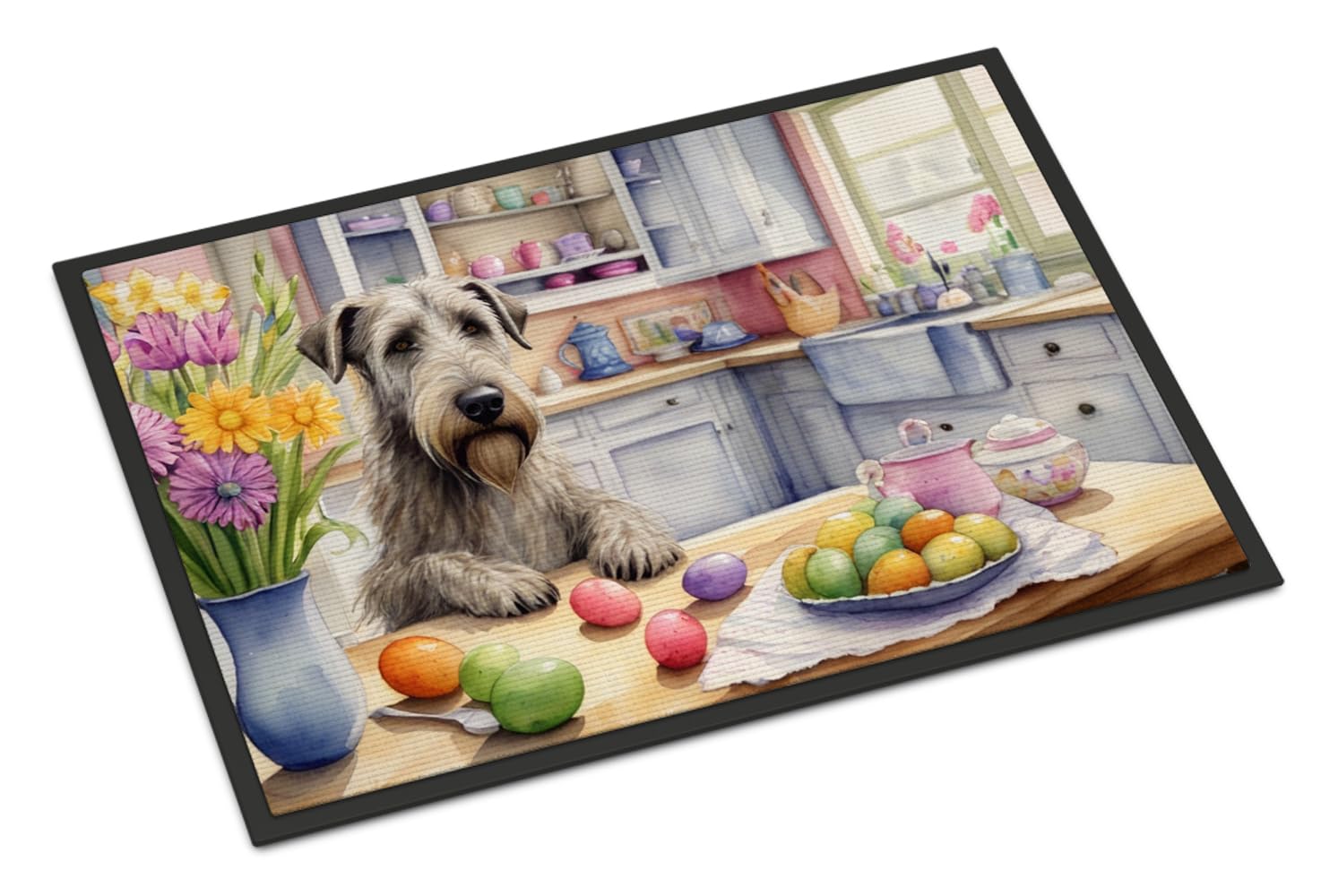 Carolines Treasures DAC6836MAT Decorating Easter Irish Wolfhound Doormat Front Door Mat Indoor Outdoor Rugs for Entryway, Non Slip Washable Low Pile, 18H X 27W
