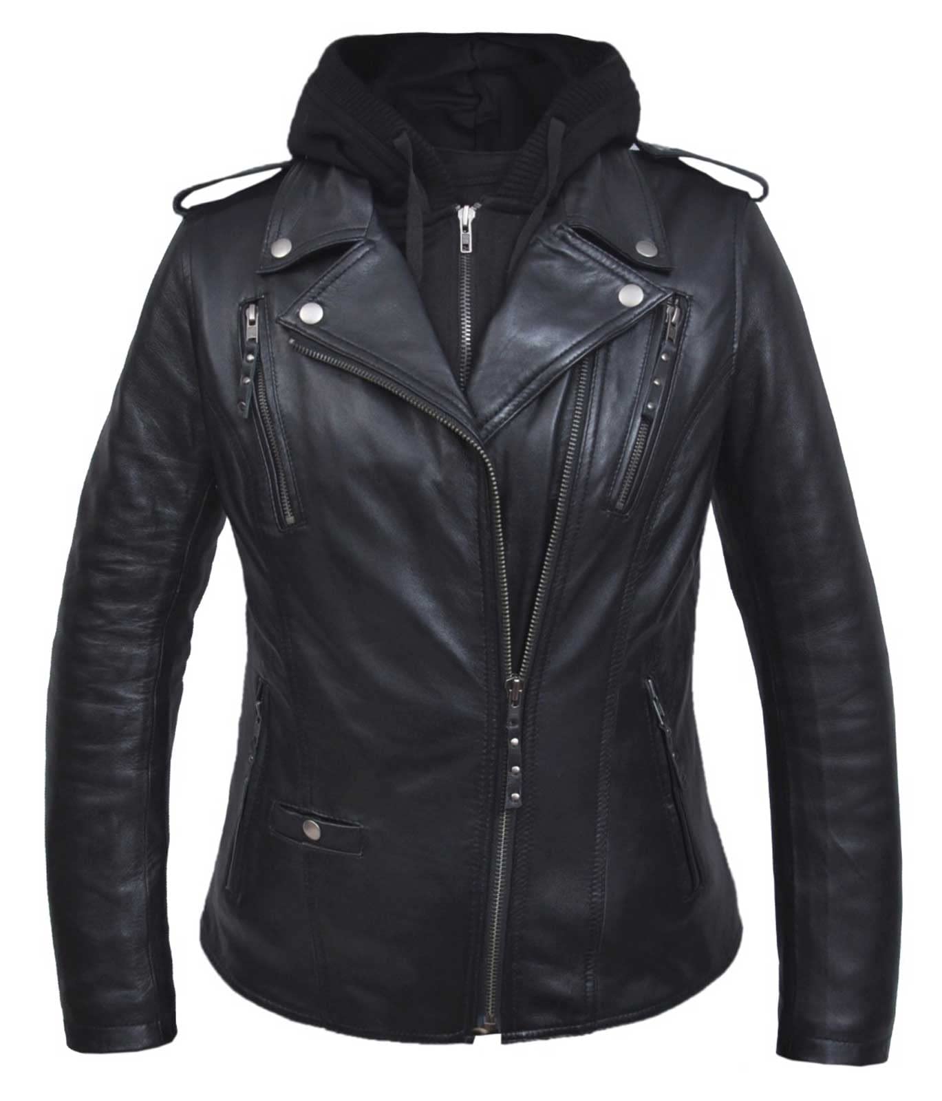 Ladies Derringer 3-in-1 Lambskin Hoody Motorcycle Jacket