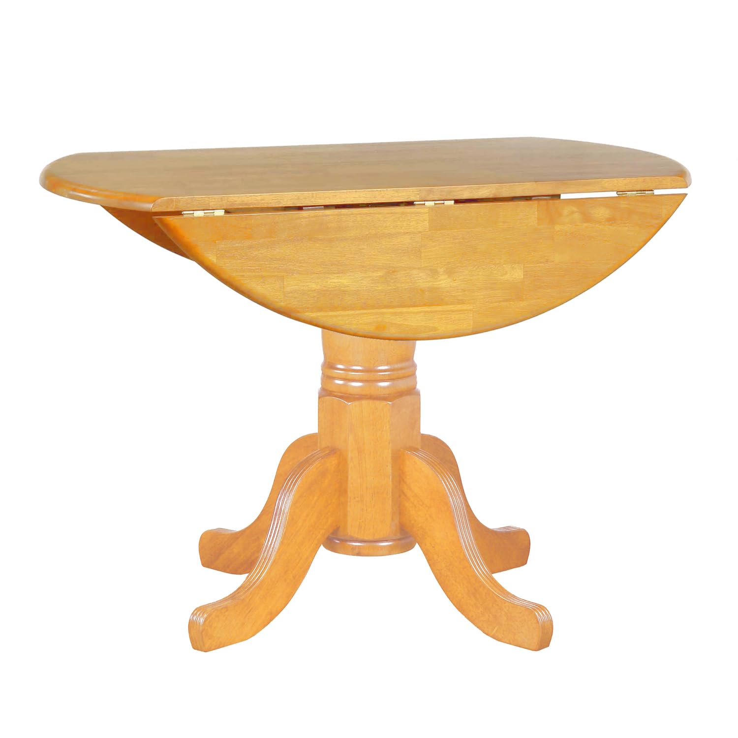 Sunset Trading Oak Selections 42 Round Extendable Drop Leaf Dining Table | Light Oak | Seats 6"