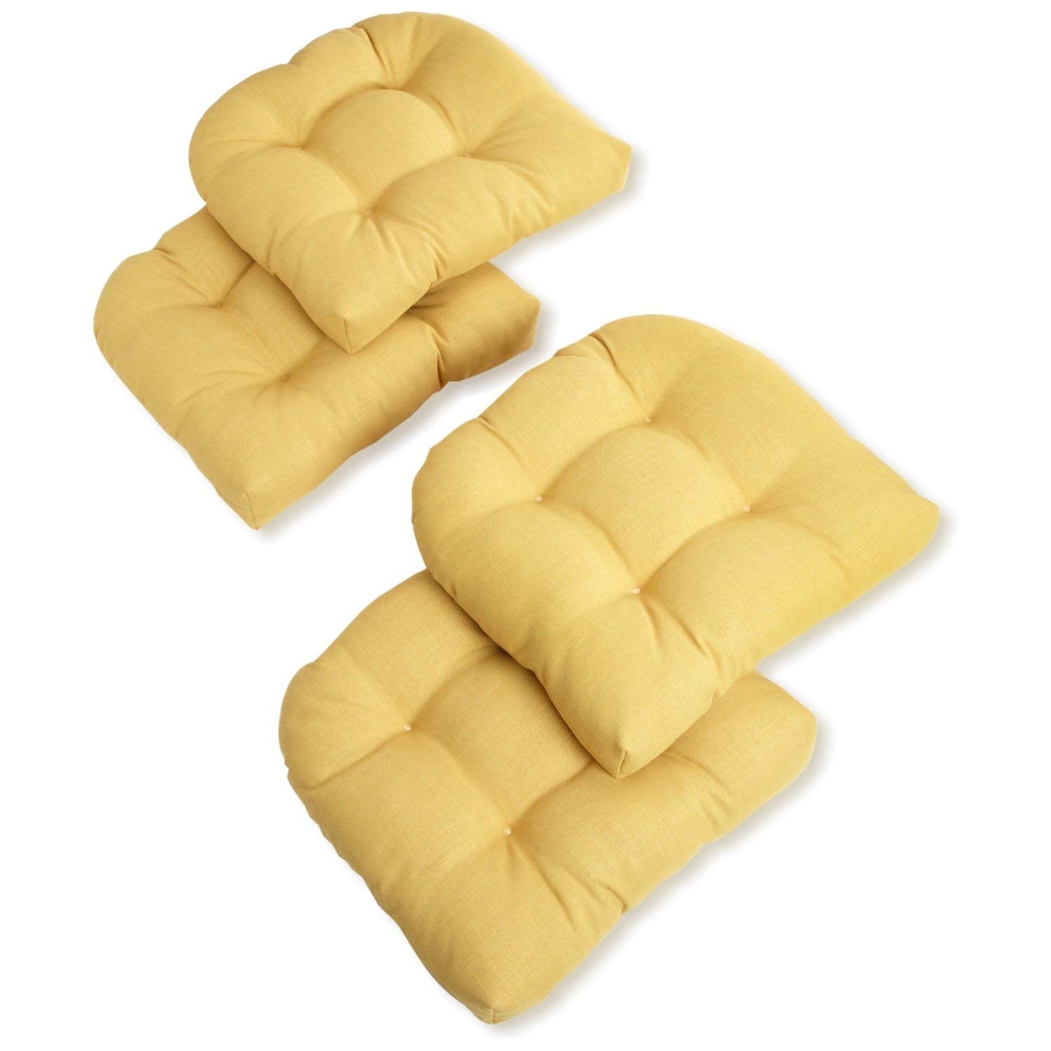 19-inch U-Shaped Spun Polyester Outdoor Tufted Dining Chair Cushions (Set of 4) - Lemon