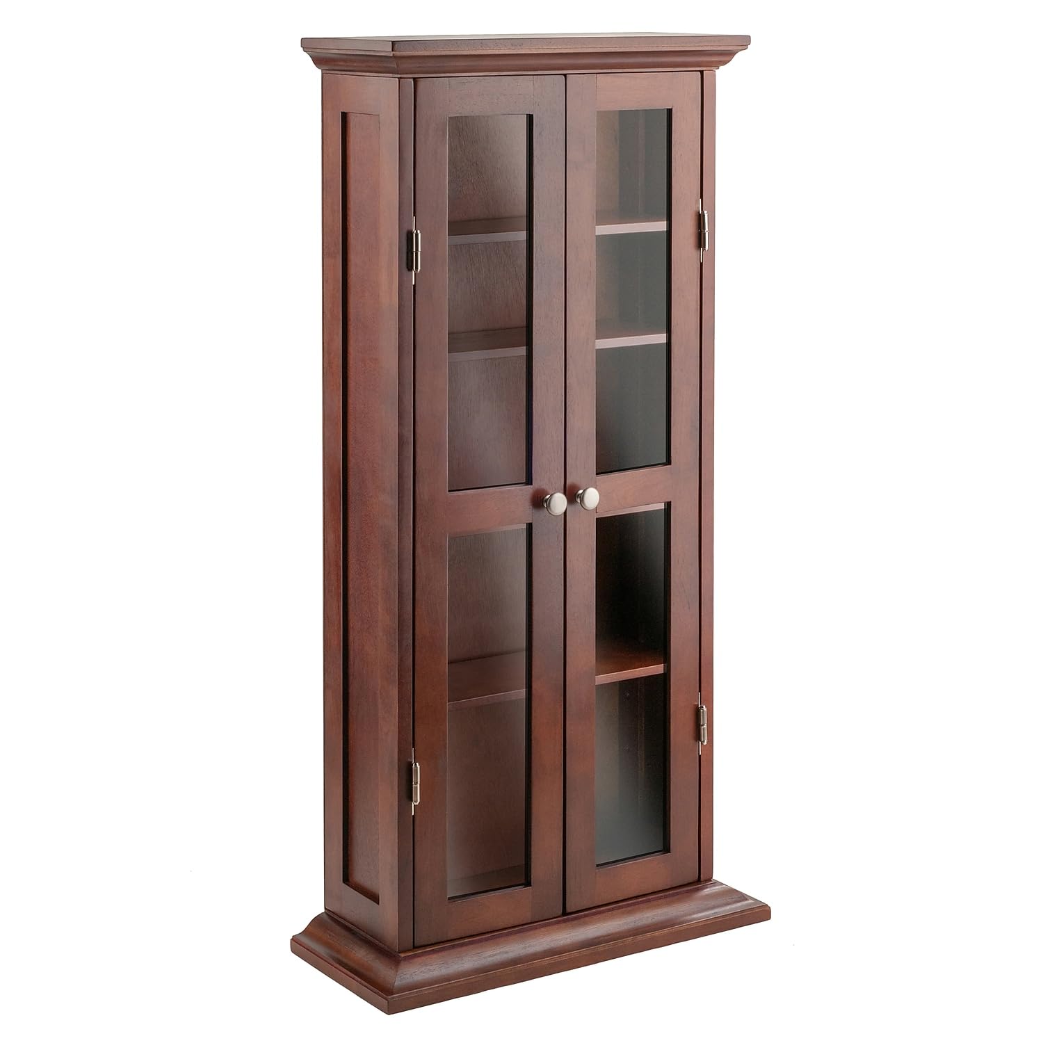 Casafoyer Elegant Antique Walnut CD/DVD Cabinet with Glass Doors ( Pack of 2 )