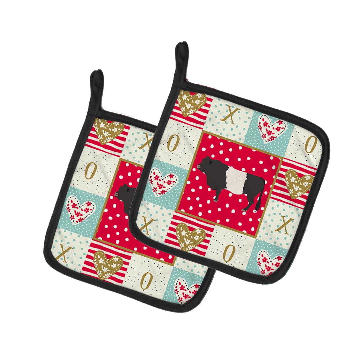 Belted Galloway Cow Love Pair of Pot Holders