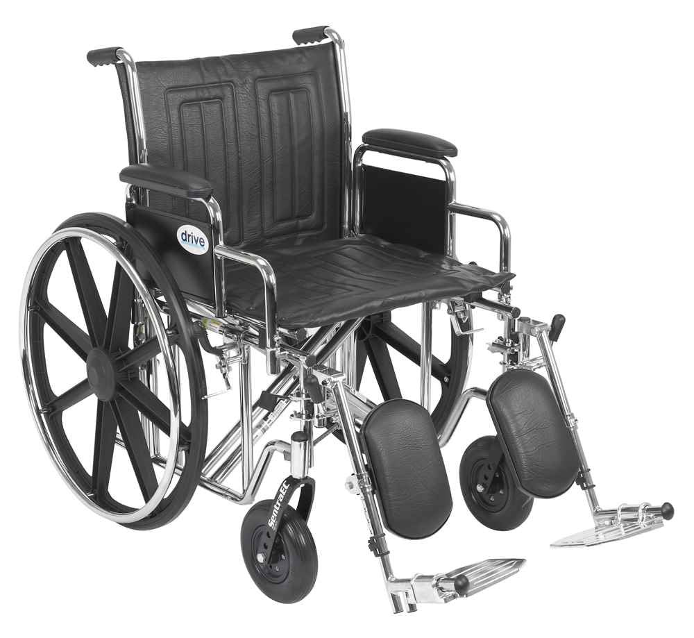 Sentra EC Heavy Duty Wheelchair, Detachable Desk Arms, Elevating Leg Rests, 20 Seat"
