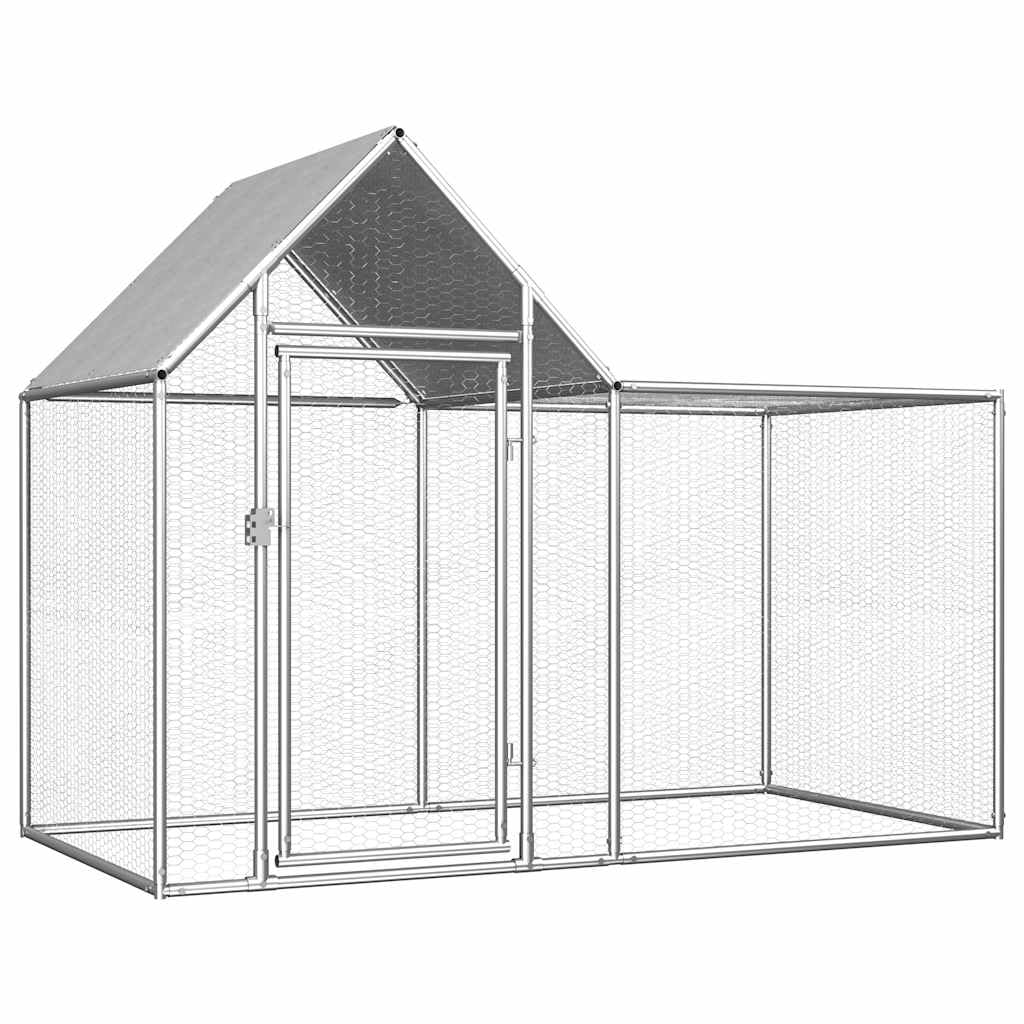 vidaXL Chicken Coop 6.6x3.3x4.9 Galvanized Steel
